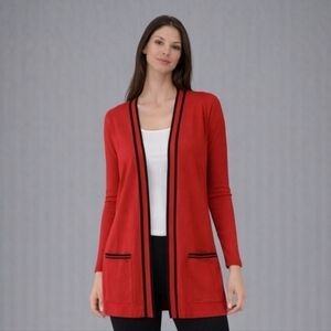 Exclusively MISOOK Women's Size L Red Open Cardigan Sweater Pink Acrylic